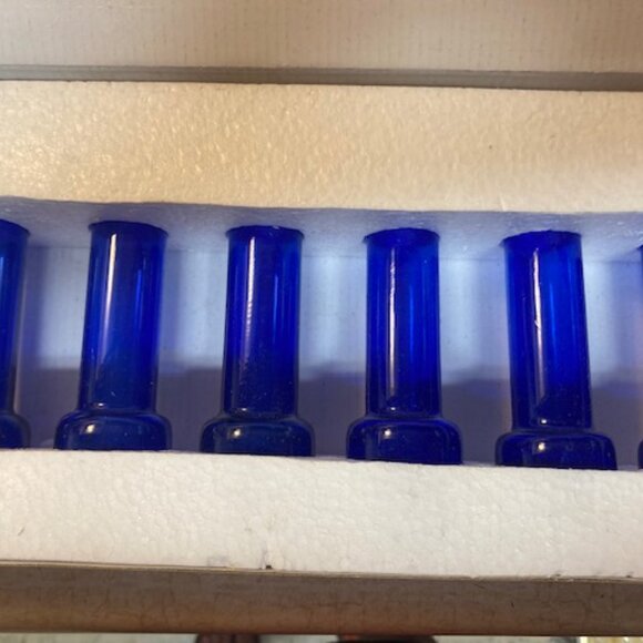 SHOOTER GLASSES Crystal Glass Colbalt Blue Set of Six By Chateau Orleans New Box - Picture 4 of 4